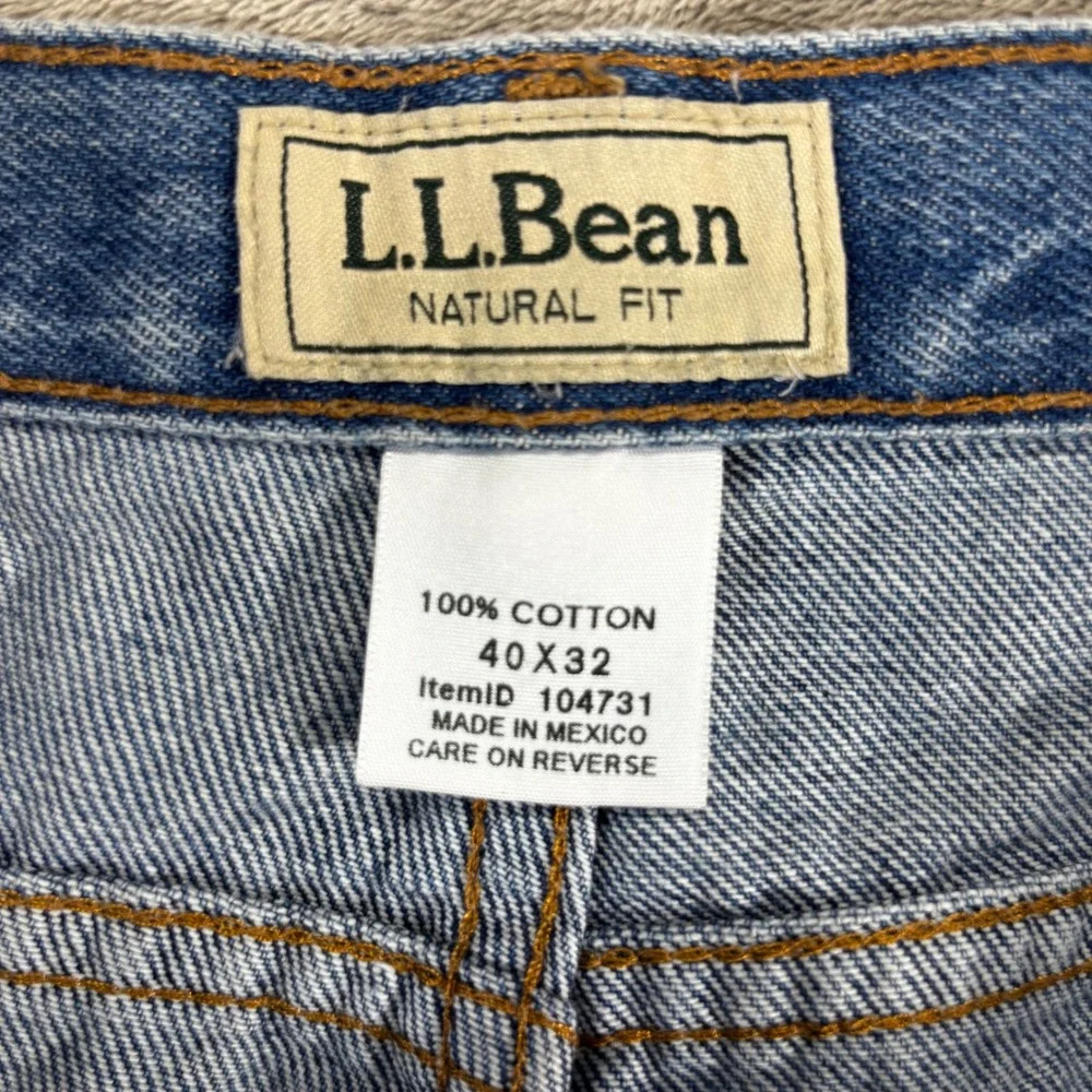 LL Bean Natural Fit Jeans Mens 40x32 Blue Good Medium Wash Straight Leg‎ Cotton